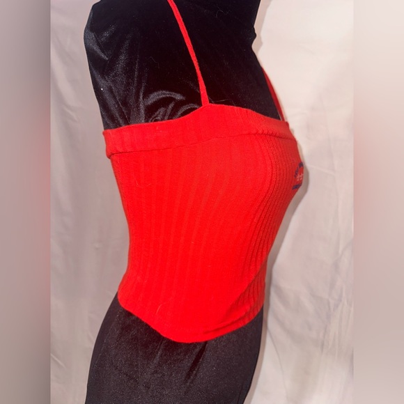 Red Ribbed Crop Top - Picture 3 of 4